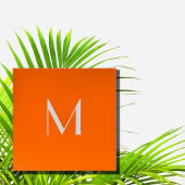 neon sinaasappel - monogram toevoegen vierkante visitekaartje