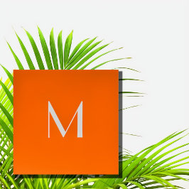 neon sinaasappel - monogram toevoegen vierkante visitekaartje