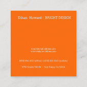 neon sinaasappel - monogram toevoegen vierkante visitekaartje (Achterkant)