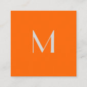 neon sinaasappel - monogram toevoegen vierkante visitekaartje (Voorkant)