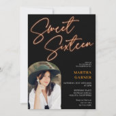 Neon sinaasappel teken script fun foto boog Sweet Kaart (Voorkant)