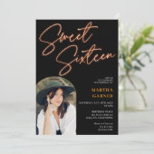 Neon sinaasappel teken script fun foto boog Sweet Kaart (Staand voorkant)