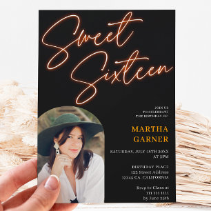 Neon sinaasappel teken script fun foto boog Sweet Kaart