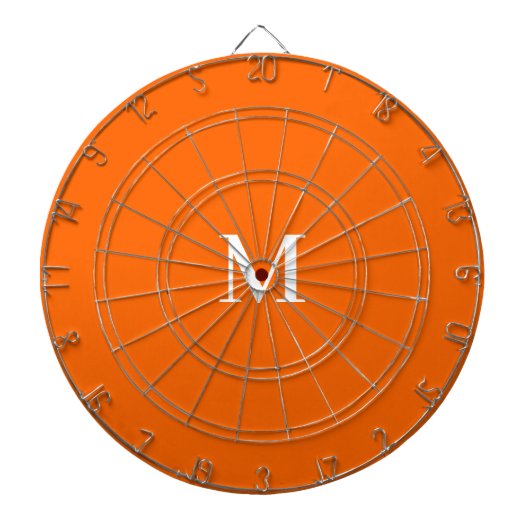 Neon Sinaasappel - uw gedurfde monogram Dartbord (Voorkant)