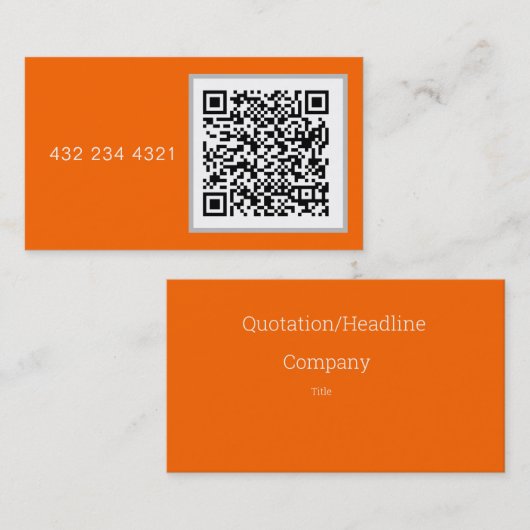 neon sinaasappel - vet QR-code Visitekaartje (Voorkant / Achterkant)