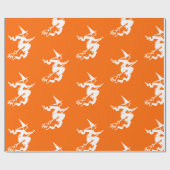 Neon sinaasappel - vliegende heks cadeaupapier (Vlak)