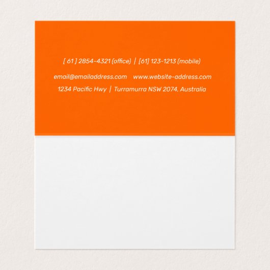 neon sinaasappel - voeg uw logo visitekaartje toe (Binnenkant ongevouwen)