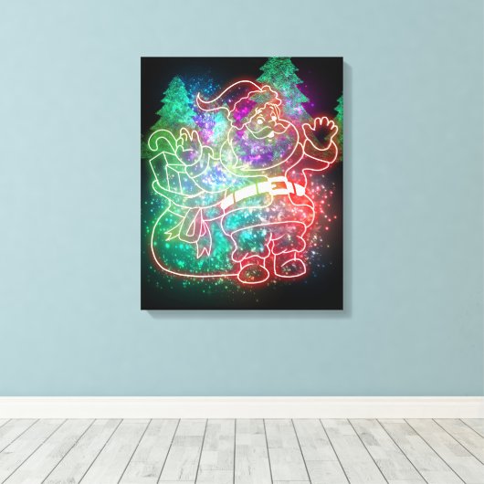 Neon Sinterklaas Canvas Afdruk (Insitu (Houten vloer))
