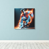 Neon Skateboarder Canvas Afdruk (Insitu (Houten vloer))