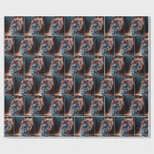 Neon Skateboarder met vurige lichte paden Cadeaupapier (Vlak)