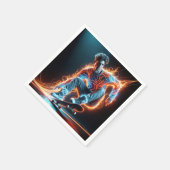 Neon Skateboarder met vurige lichte paden Servet (Hoek)