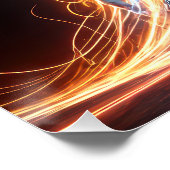 Neon Skateboarder op zwart Perfect Poster (Hoek)