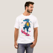 Neon Skater Dino – Street Art Illustration T-shirt (Voorkant volledig)