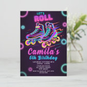 Neon Skating Verjaardag Uitnodiging Neon Uitnodige (Staand voorkant)