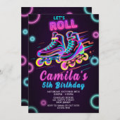 Neon Skating Verjaardag Uitnodiging Neon Uitnodige (Voorkant / Achterkant)