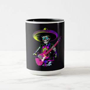 Neon Skelet Gitarist Halloween Mok