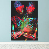 Neon Skelet Omarming Kunstfusie Canvas Afdruk (Insitu (Houten vloer))
