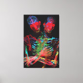 Neon Skelet Omarming Kunstfusie Canvas Afdruk (Voorkant)