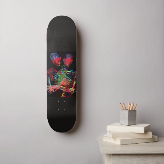 Neon Skelet Omarming Kunstfusie Persoonlijk Skateboard (Muurkunst)