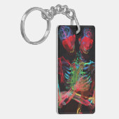 Neon Skelet Omarming Kunstfusie Sleutelhanger (Voorkant Links)