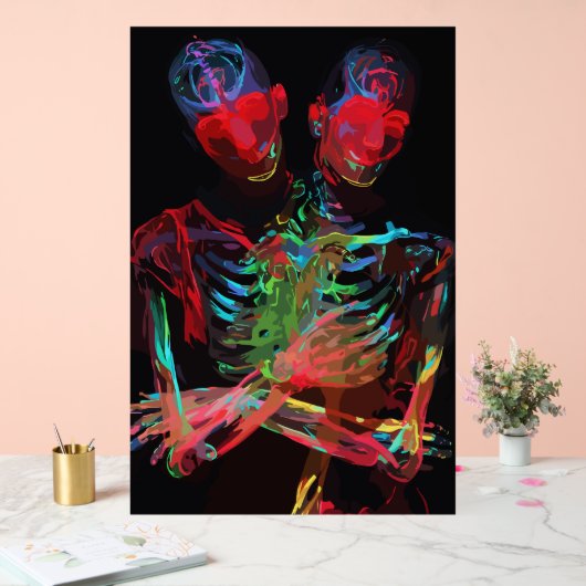Neon Skelet Omhelzing Kunstfusie Acryl Bord (Huwelijk)