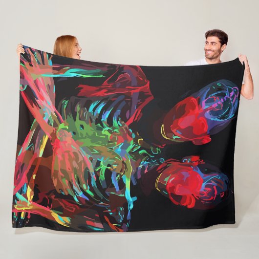 Neon Skelet Omhelzing Kunstfusie Fleece Deken (In situ)