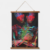 Neon Skelet Omhelzing Kunstfusie Hangend Wandkleed (Voorkant)
