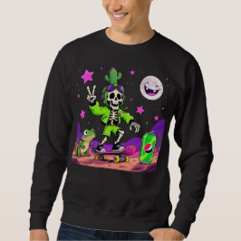 Neon Skelet Skateboarder Rebel Cartoon Trui