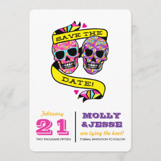 Neon Skeletten Bewaar de Datum Save The Date