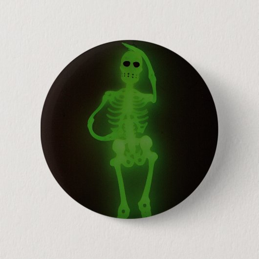 Neon Skelton Ronde Button 5,7 Cm (Voorkant)