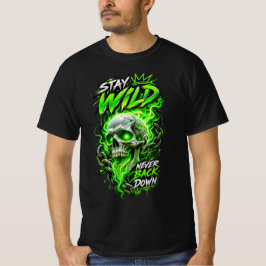 Neon Skull – Blijf Wild Nooit Opgeven T-shirt