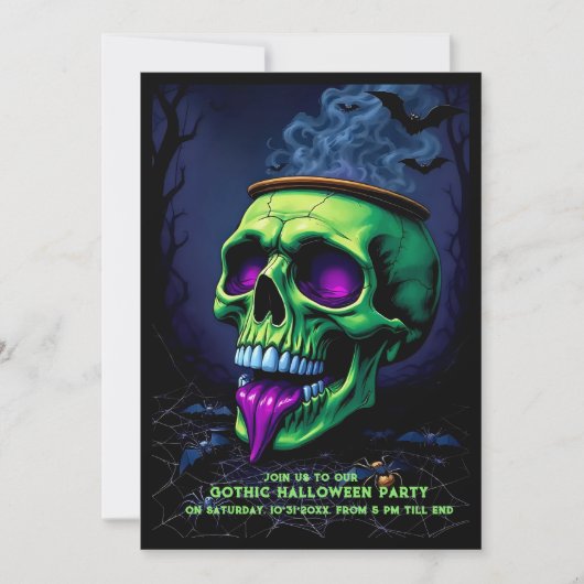 Neon Skull Cauldron spookachtig Gotisch Halloween (Voorkant)