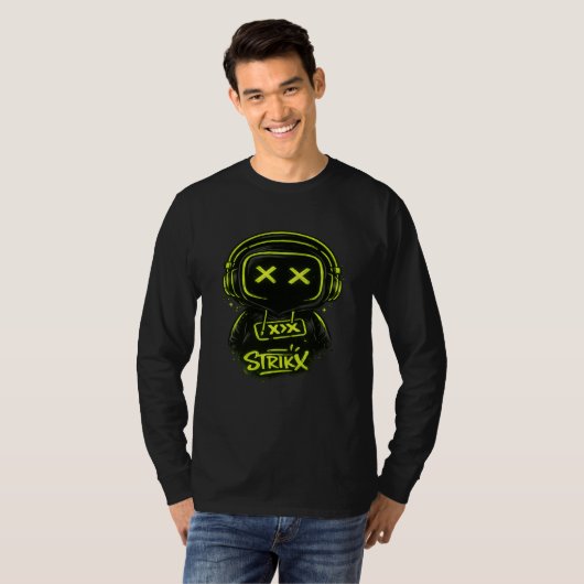 Neon Skull Gamer Graphic Long Sleeve T-Shirt (Voorkant volledig)