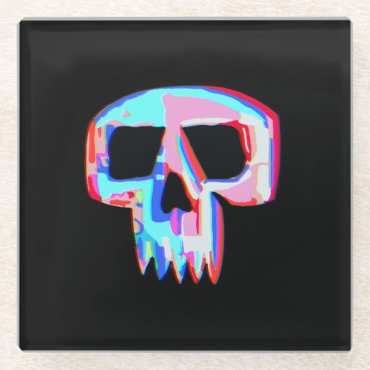 Neon Skull Glazen Onderzetter (Voorkant)