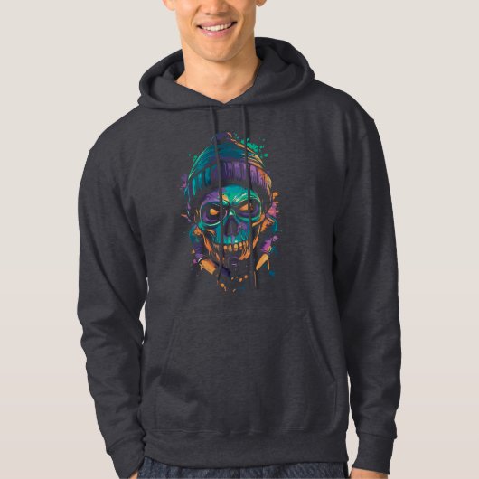 Neon Skull: Graffiti Gloeit Hoodie (Voorkant)