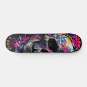 Neon Skull Graffiti Street Art - Limited Edition Persoonlijk Skateboard (Horizontaal)