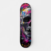 Neon Skull Graffiti Street Art - Limited Edition Persoonlijk Skateboard (Voorkant)