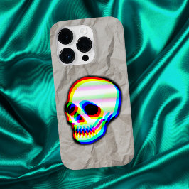 Neon skull-illustratie op gecrêpt vouwpapier Case-Mate iPhone 14 pro hoesje
