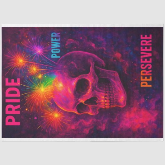 Neon Skull Pride, Macht, Doorzettingsvermogen Deco Tissuepapier (Voorkant)