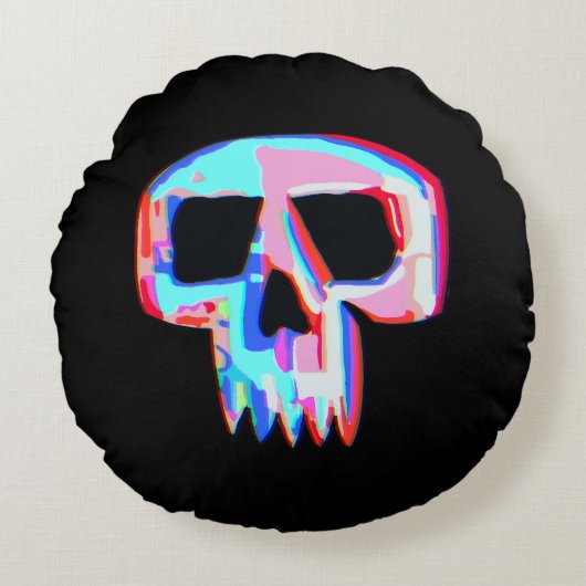 Neon Skull Rond Kussen (Voorkant)