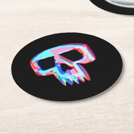 Neon Skull Ronde Kartonnen Onderzetter (Gebogen)