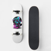 Neon Skull Skateboard Art – Edgy Skater Design (Voorkant)