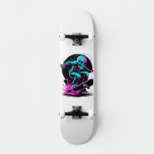 Neon Skull Skateboard Art – Edgy Skater Design (Voorkant)