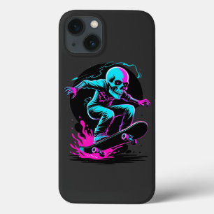 Neon Skull Skateboard Art – Edgy Skater Design Case-Mate iPhone Case