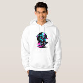 Neon Skull Skateboard Art – Edgy Skater Design Hoodie (Voorkant volledig)