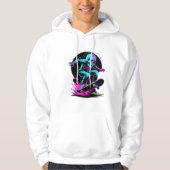 Neon Skull Skateboard Art – Edgy Skater Design Hoodie (Voorkant)