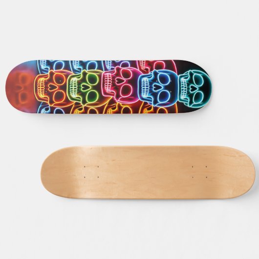 Neon Skull Stack Skateboard (Horizontaal)