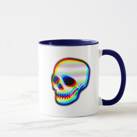 Neon Skull Trendy Modern Art Illustratie Mok (Rechts)