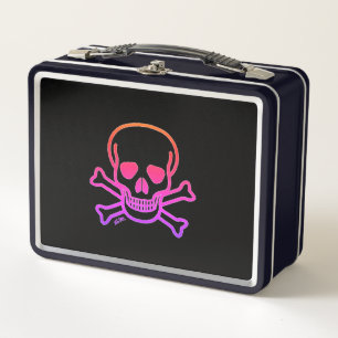 Neon Skull veel schedels zwarte lunchbox