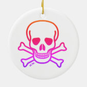 Neon Skull wit rond keramisch ornament 2 zijdig (Achterkant)